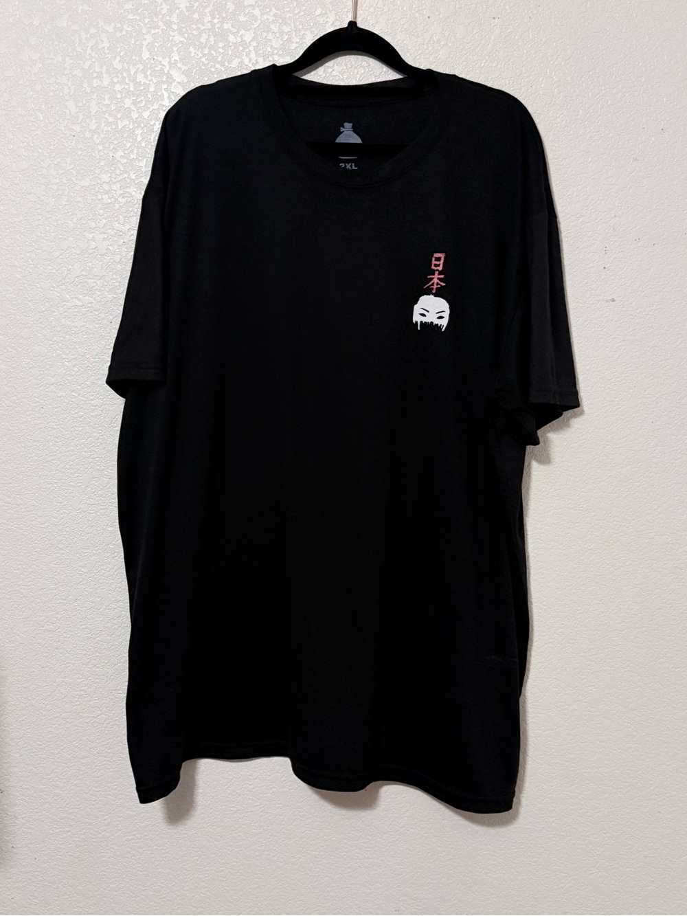 LAUNDER Men's Black Graphic Tee with Japanese Mask Detail